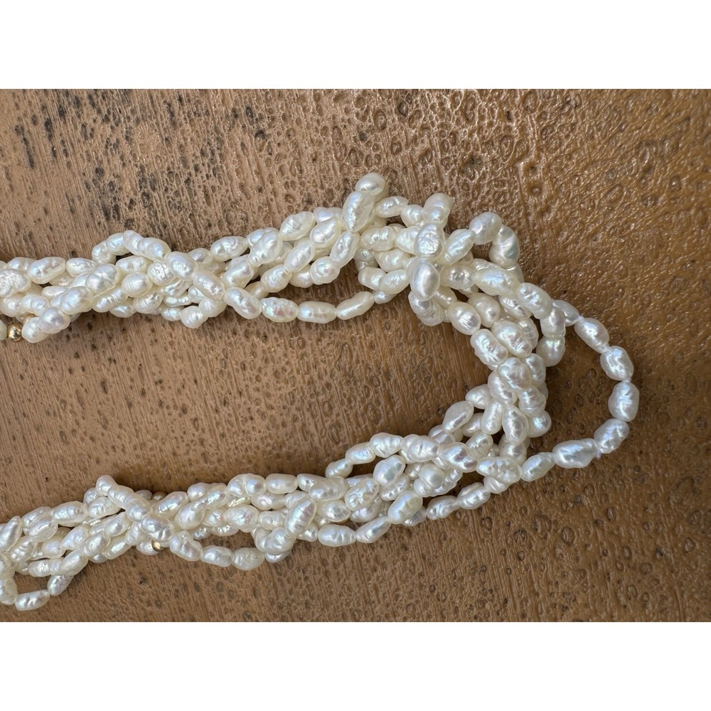 Vintage Fresh Water Rice Seed Pearls Multi-strand Necklace Infinity No Clasp - Picture 2 of 3